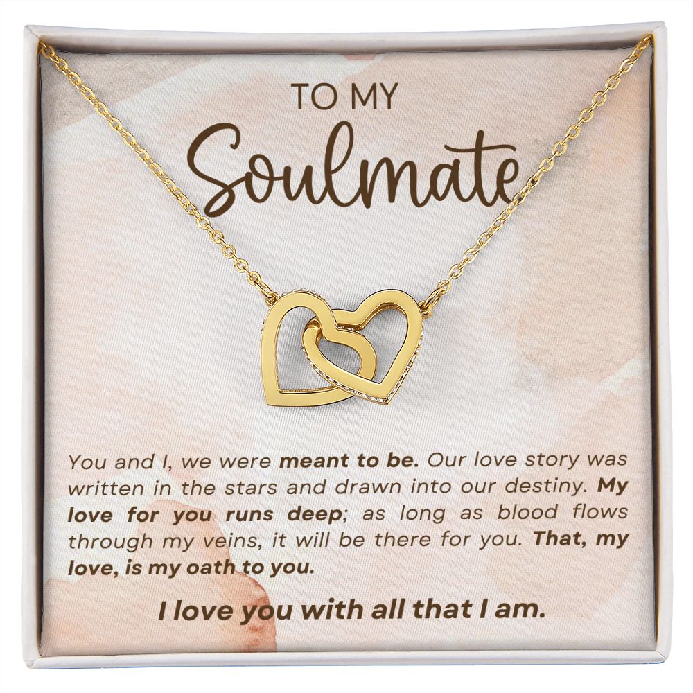To My Soulmate - My Love For You Runs Deep - Interlocking Heart Necklace