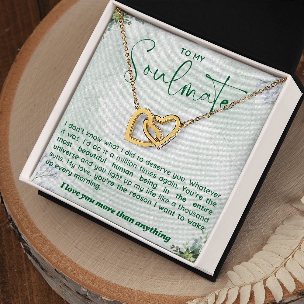 Soulmate - You're The Most Beautiful Human Being In The Universe - Interlocking Heart Necklace